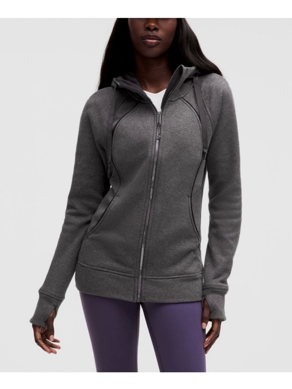 lululemon athletica Full-Zip Hoodie Scuba pls see damage on DrwStrng Size 8 Grey